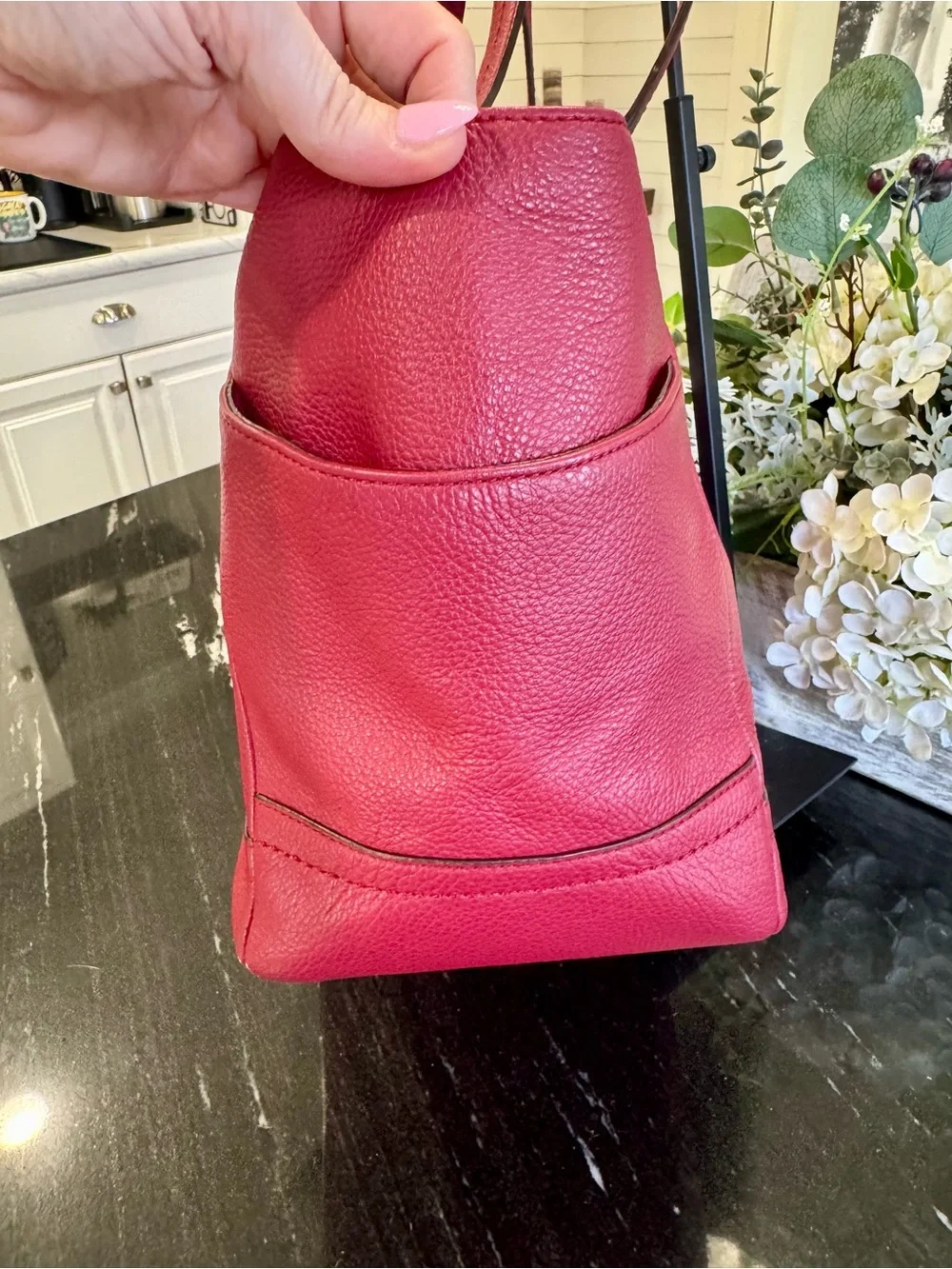 ♥️Coach Pebbled Leather Tote in Cranberry Red